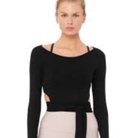 Alo Yoga Black Wrap Top - Picture 1 of 4